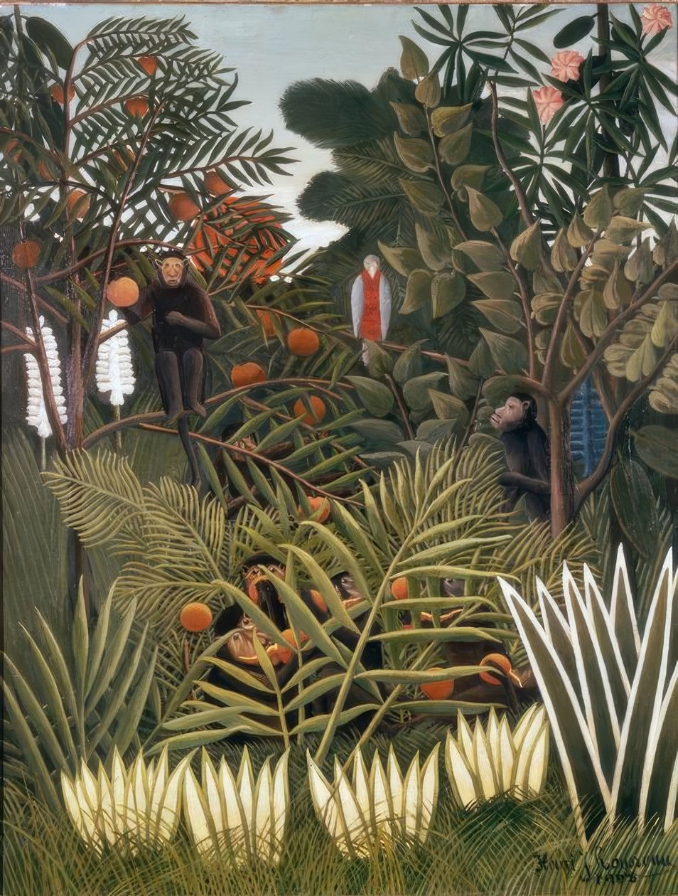 Paysage exotique avec singes et un perroquet - Henri Rousseau