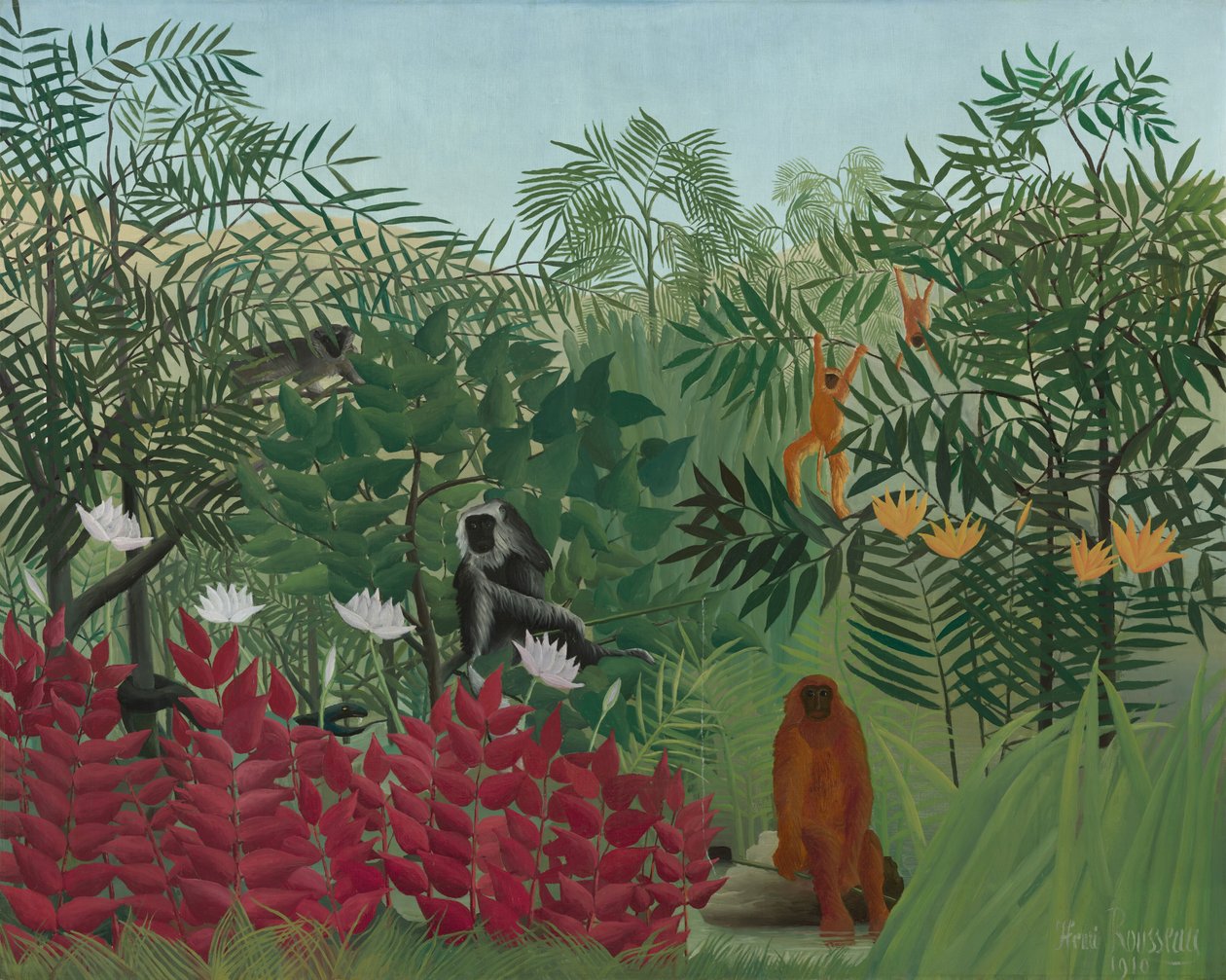 Forêt tropicale avec des singes - Henri Rousseau