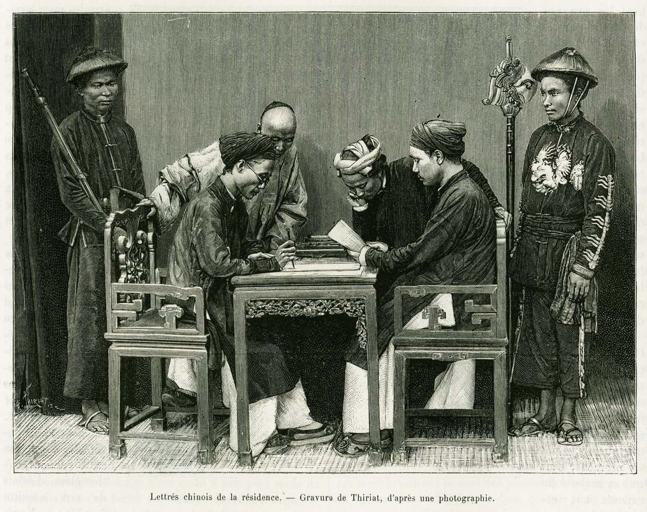 Lettres chinoises de la résidence française à Hanoï. Gravure d