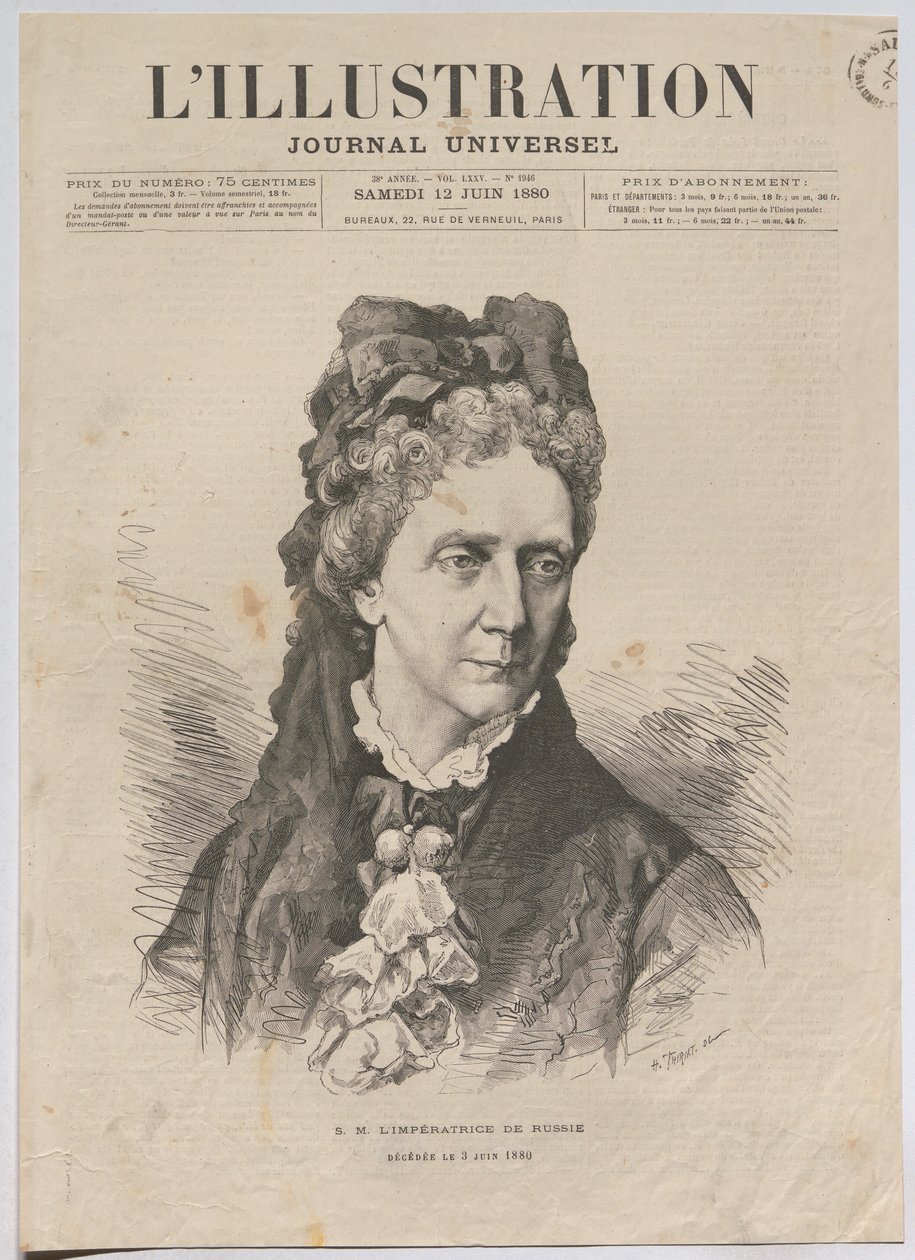 Ihre Majestät die Kaiserin von Russland; Verstorben am 3. Juni 1880 - Henri Thiriat