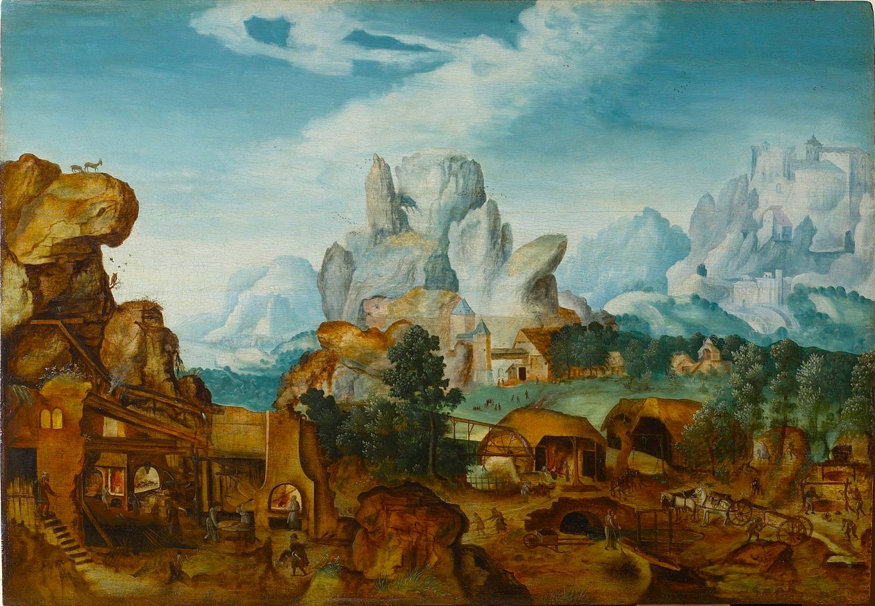 Paysage rocheux avec une forge La Fuite en Égypte - Henri de Herri met de Bles