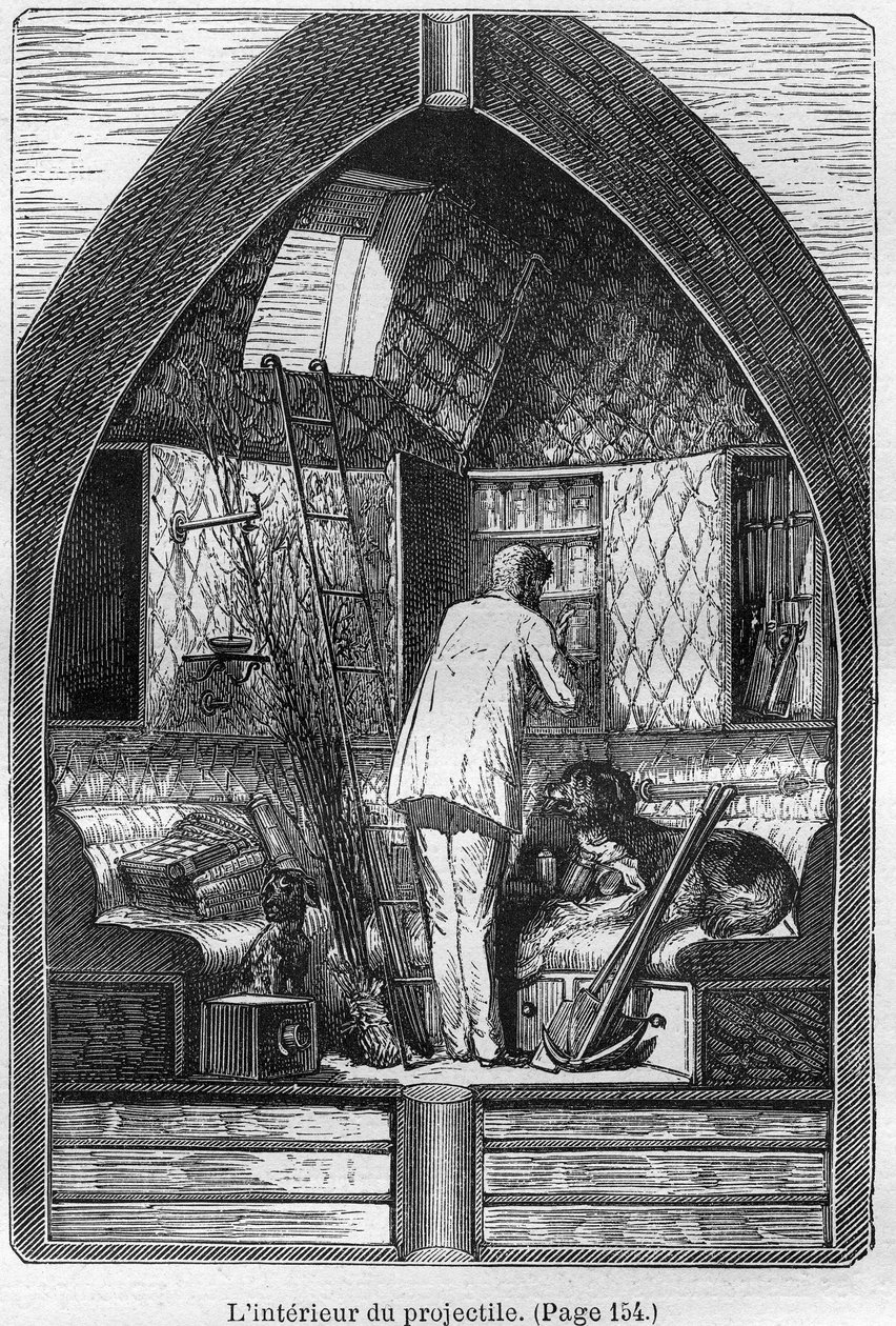 Illustration du livre « De la Terre à la Lune » de Jules Verne, édition Hetzel - Les voyages extraordinaires - Henri de Montaut