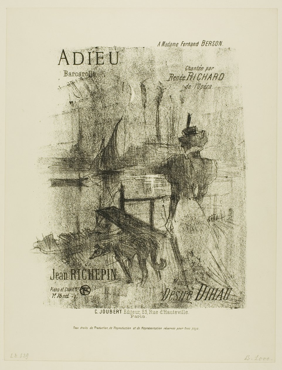 Adieu, de Mélodies de Désiré Dihau - Henri de Toulouse-Lautrec