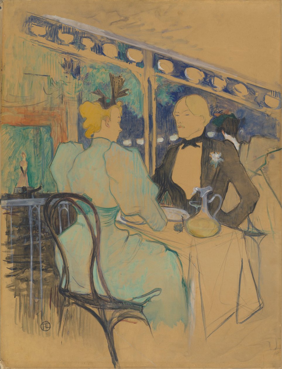 Fashionable People at Les Ambassadeurs (Aux Ambassadeurs: Gens Chic) - Henri de Toulouse-Lautrec