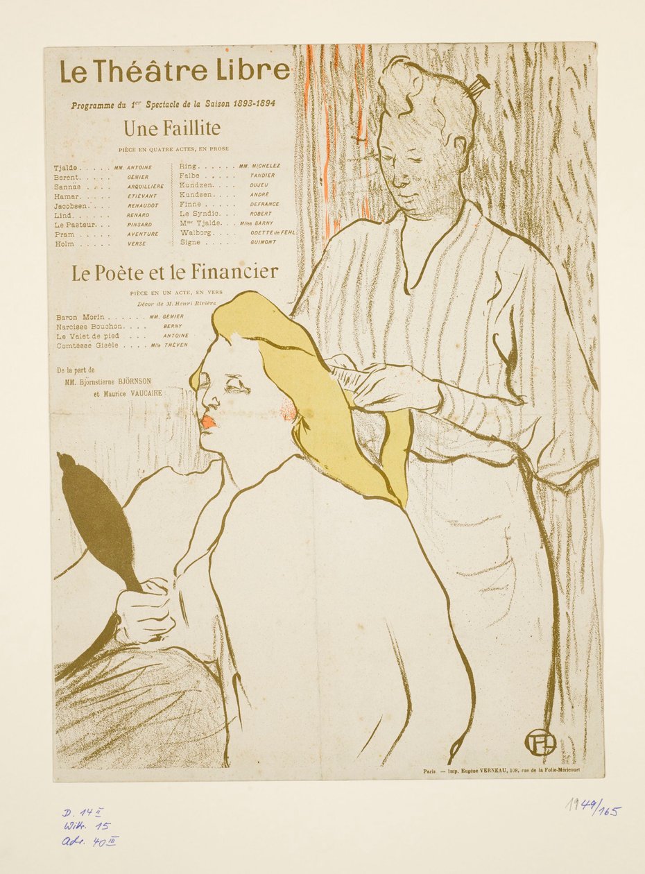 Hairdresser, program of the Théâtre Libre - Henri de Toulouse-Lautrec