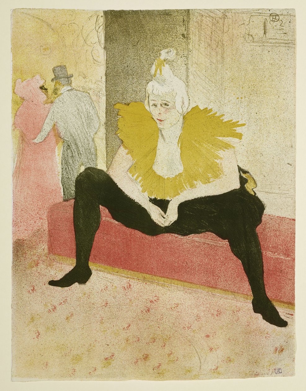 La clownesse assise Mademoiselle Cha-u-Kao (Planche 3 de : « Elles ») - Henri de Toulouse-Lautrec