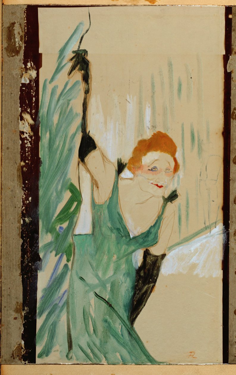 La chanteuse Yvette Guilbert en train de faire un appel téléphonique - Henri de Toulouse-Lautrec