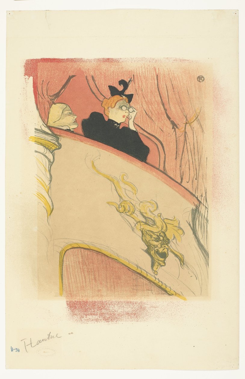 La Loge au Mascaron doré (Femme avec des jumelles de théâtre sur un balcon) - Henri de Toulouse Lautrec (signed by artist)