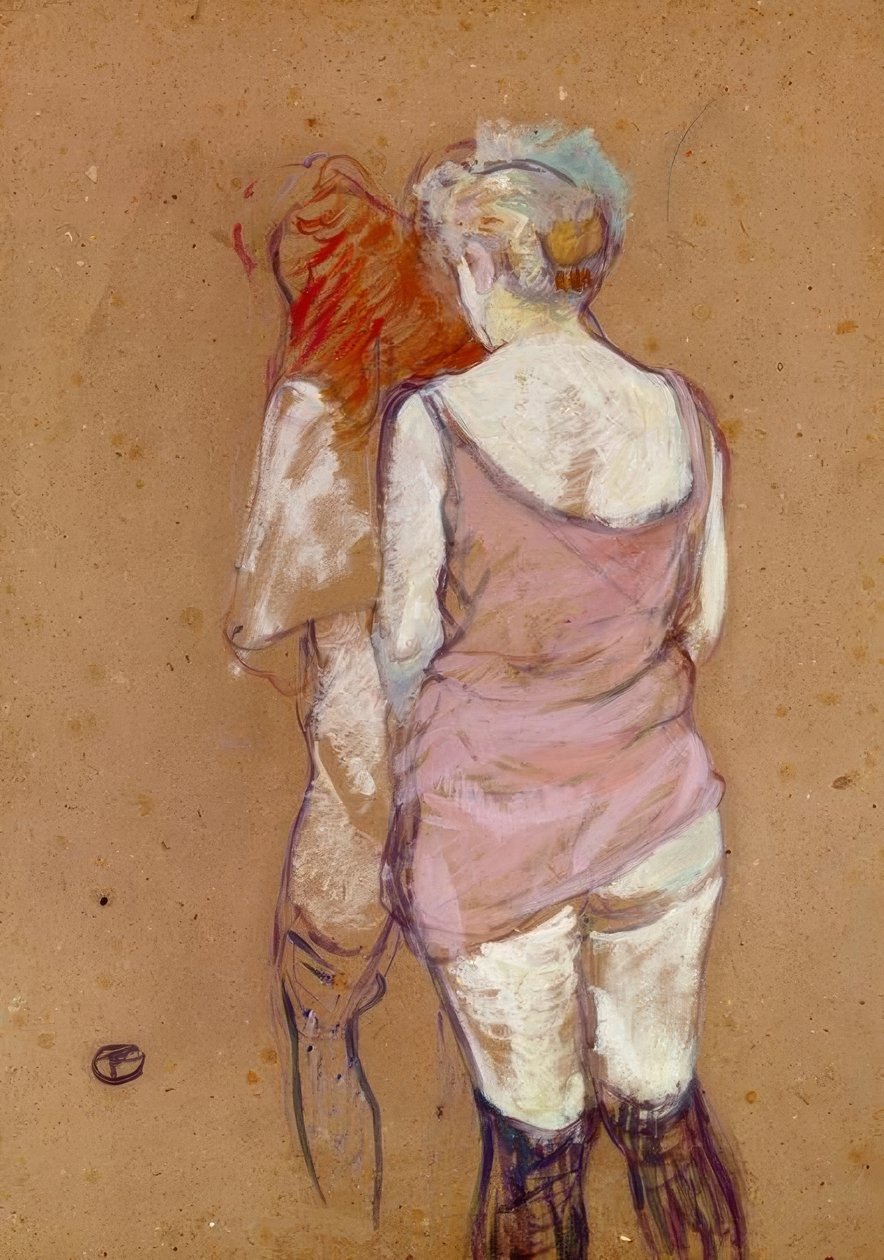 Deux femmes de dos, maison de la rue des Moulins - Henri de Toulouse Lautrec