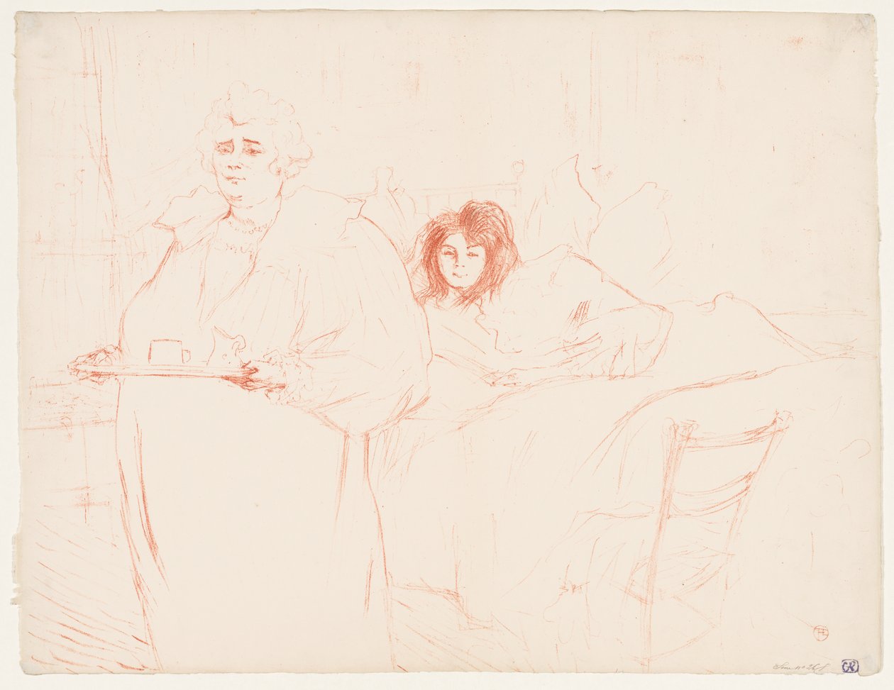 Elles : Femme portant un plateau, Mme Baron et Mlle Popo, 1896 - Henri de Toulouse Lautrec