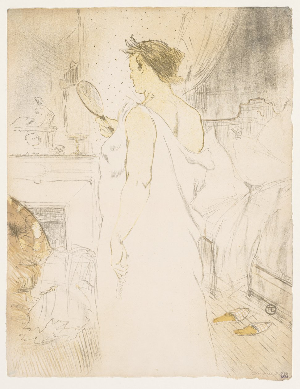 Elles : Femme avec un miroir à main - Henri de Toulouse Lautrec