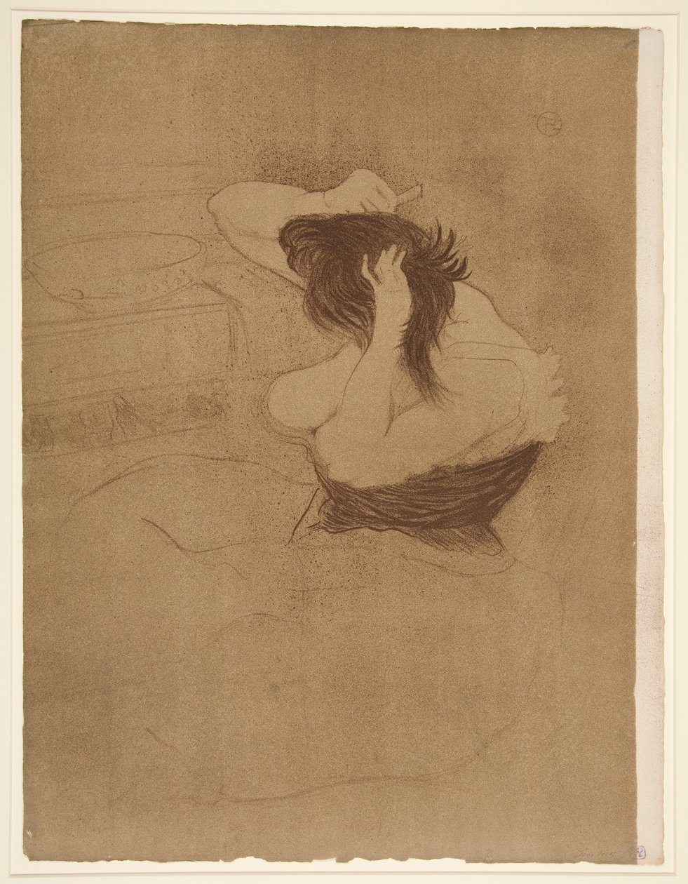 Femme qui se peigne, la coiffure, de la série Elles - Henri de Toulouse Lautrec