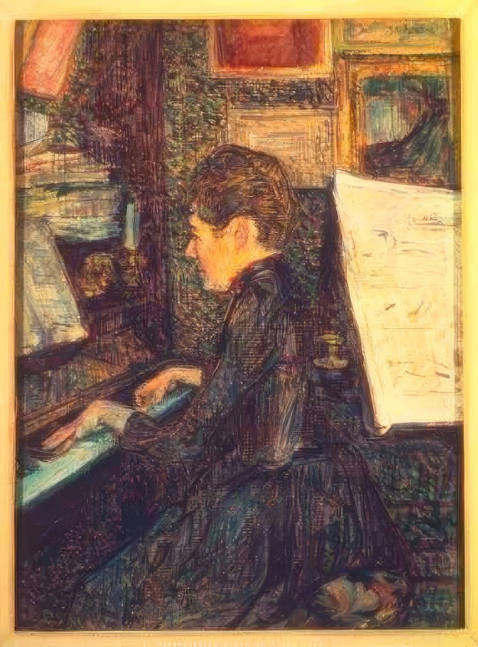 Mademoiselle Marie Dihau au piano - Henri de Toulouse-Lautrec
