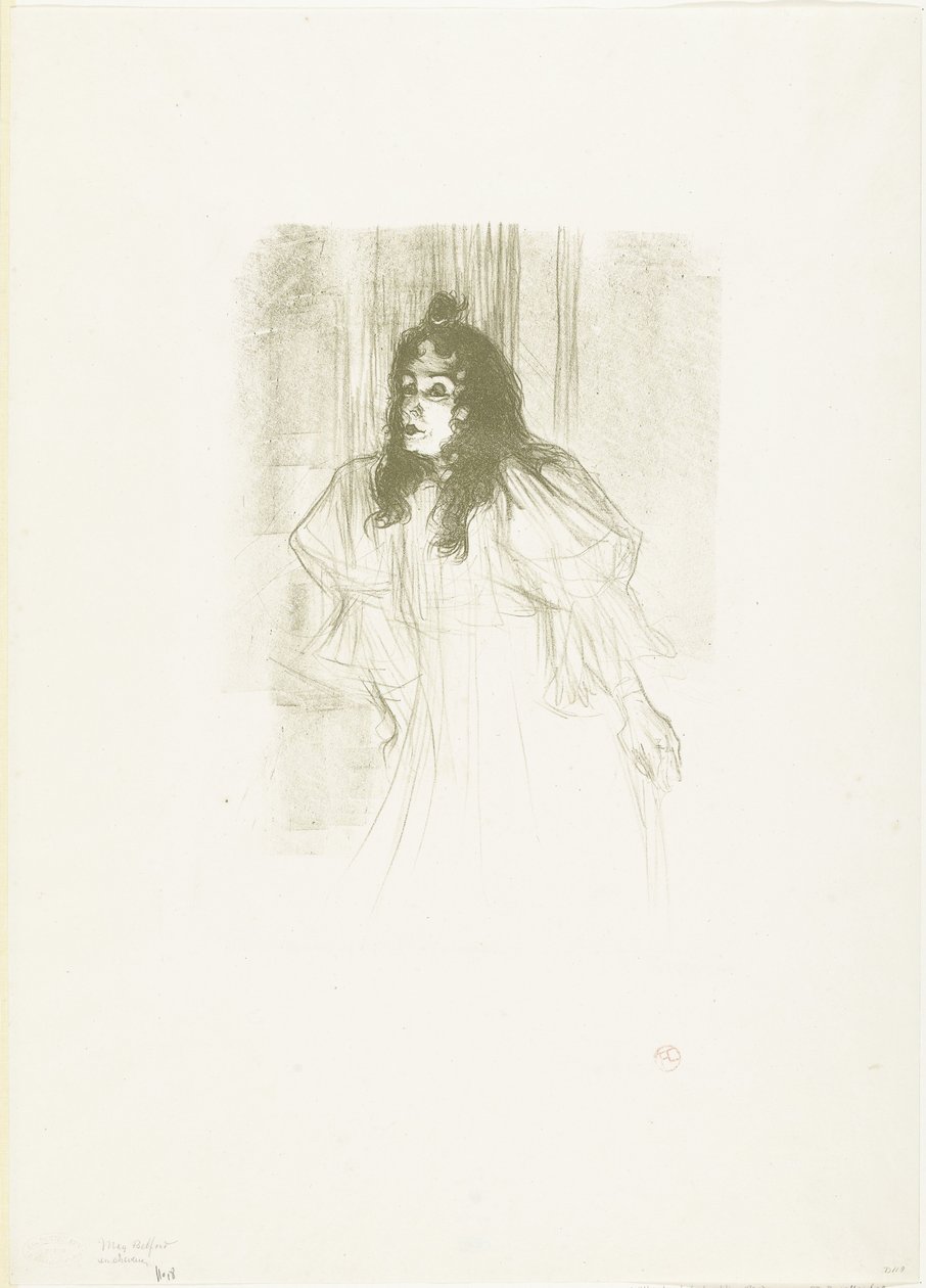Portrait de la chanteuse May Belfort avec cheveux lâchés - Henri de Toulouse Lautrec