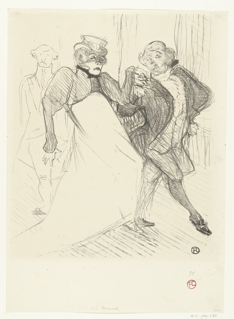 Portrait des acteurs Gabrielle Rejane et Felix Galipaux dans la pièce Madame Sans-Gêne - Henri de Toulouse Lautrec