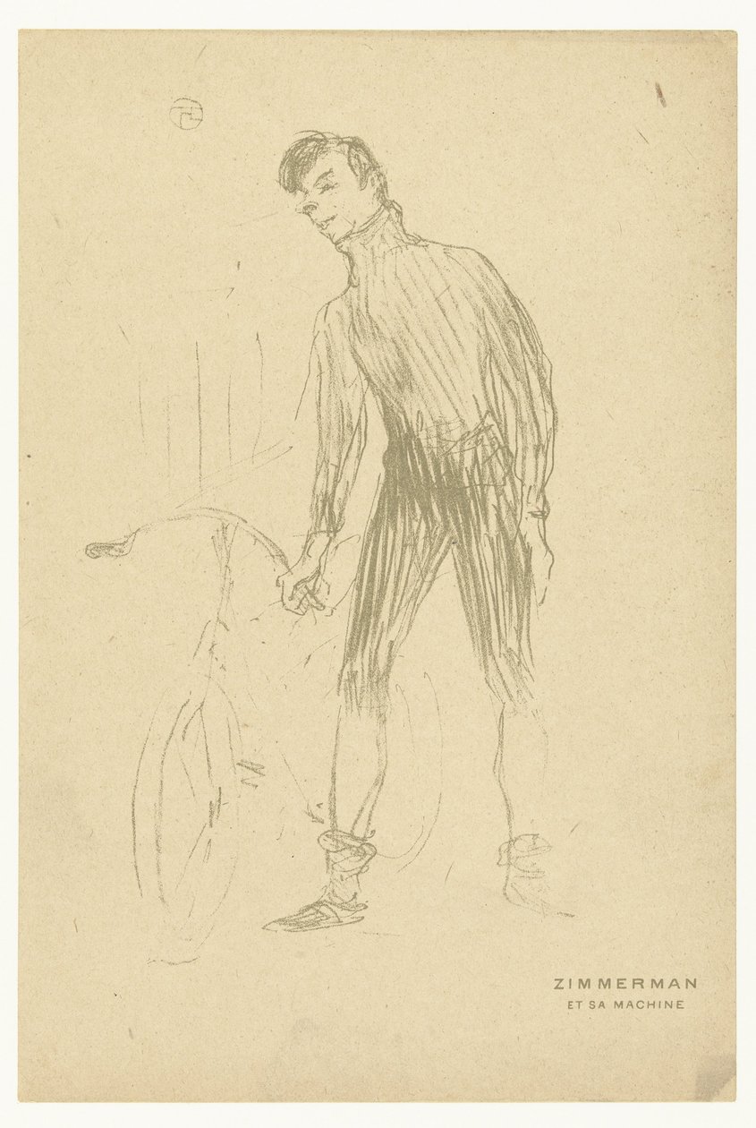 Portrait du cycliste Albert Zimmerman et son vélo - Henri de Toulouse Lautrec
