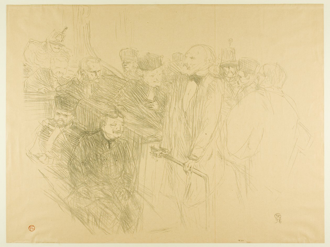 Le Procès Arton, Ribot Témoignant (deuxième planche) - Henri de Toulouse Lautrec