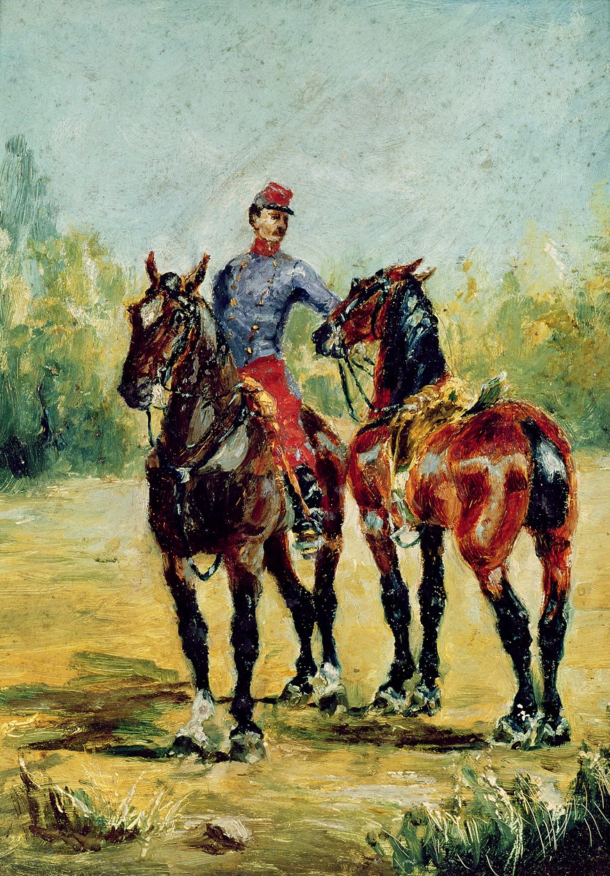 Deux chevaux et un palefrenier, 1880 - Henri de Toulouse Lautrec
