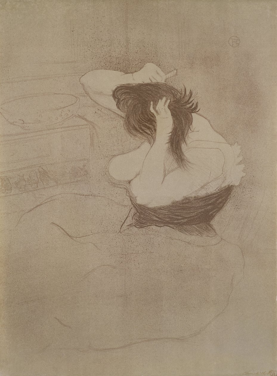 Femme se peignant les cheveux, de 