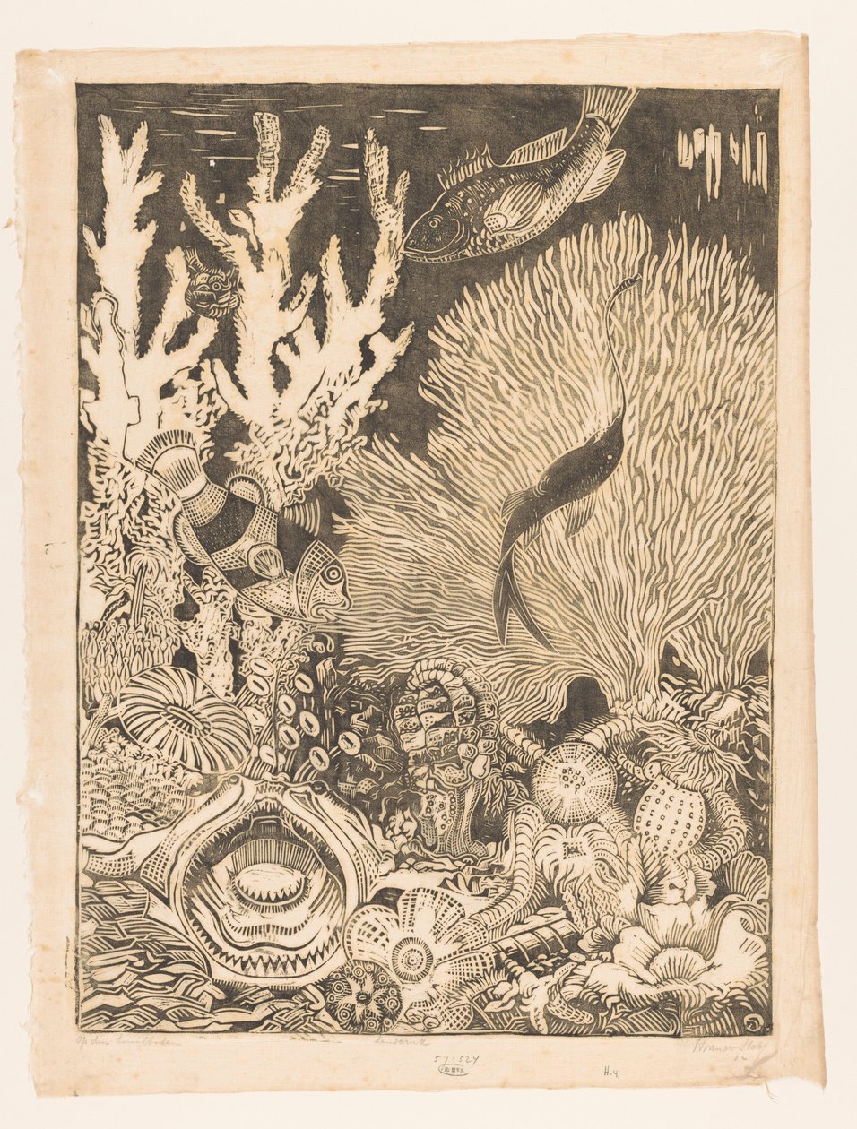 Sur le fond de corail - Henri van der Stok (signed by artist)