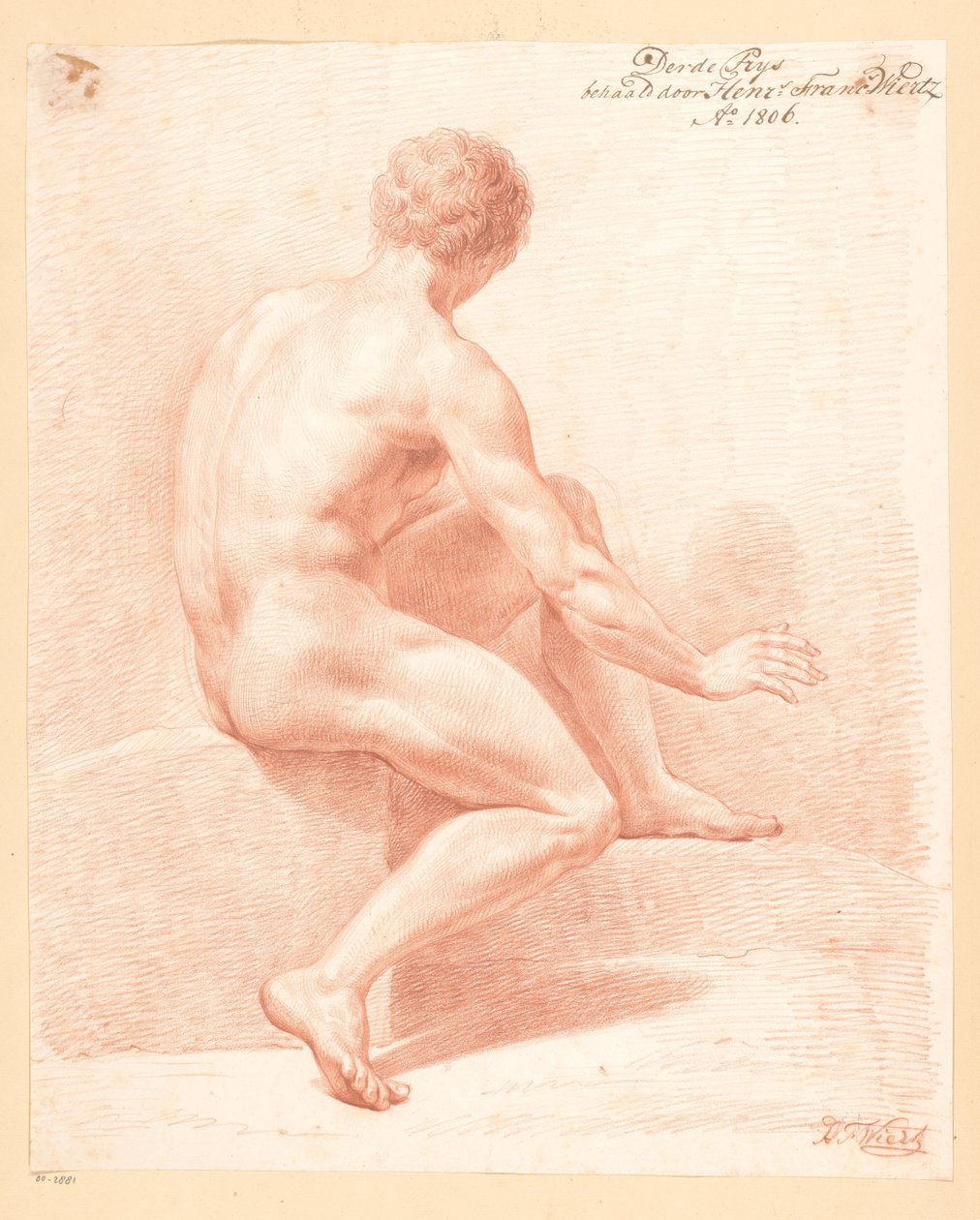 Homme nu assis, vu de dos (3e prix 1806) - Henricus Franciscus Wiertz