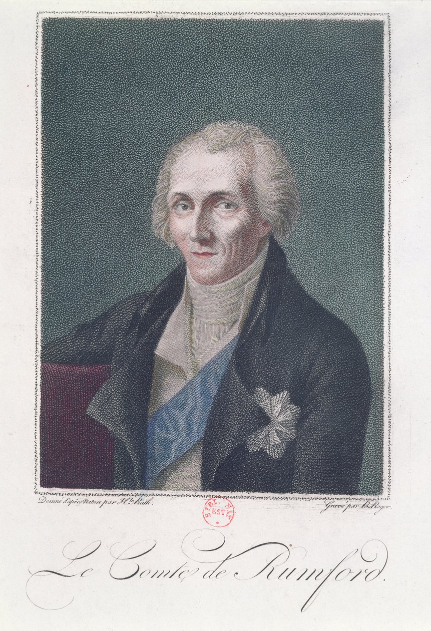 Benjamin Thompson (1753-1814) Comte Rumford, gravé par B. Roger - Henriette Rath