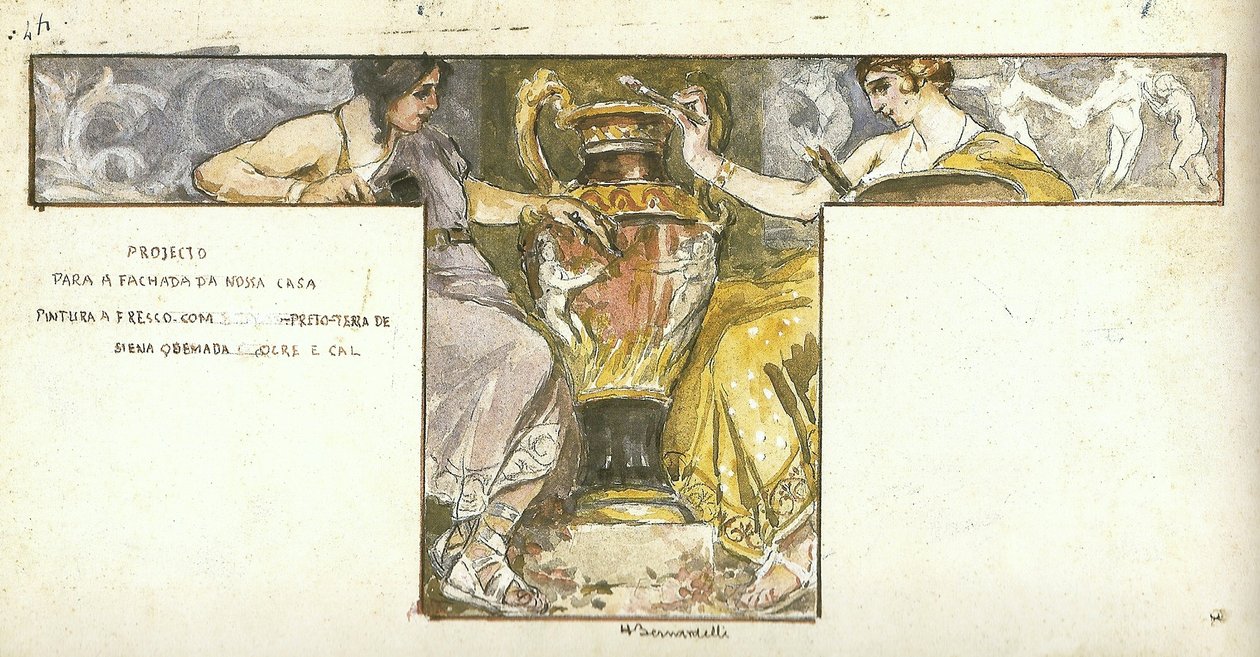 Projet pour une fresque [sur la façade de la maison des frères Bernardelli] - Henrique Bernardelli
