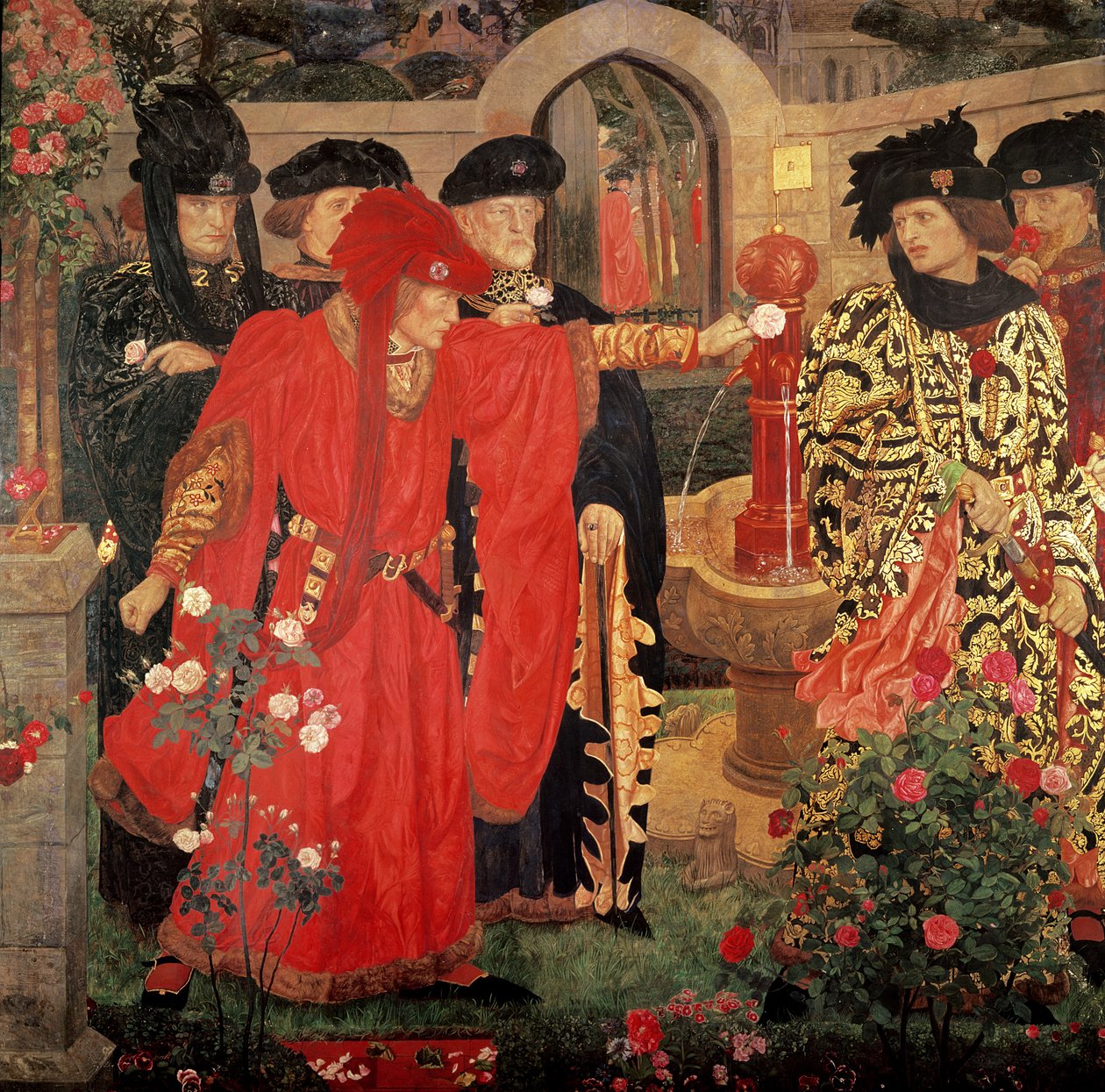 Choisir les roses rouges et blanches dans le jardin du Temple, 1910 - Henry A. Payne