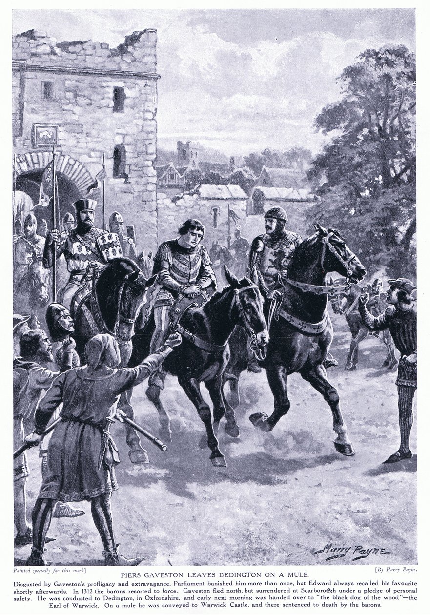 Piers Gaveston quitte Dedington sur une mule AD1312, années 1920 - Henry A. Payne