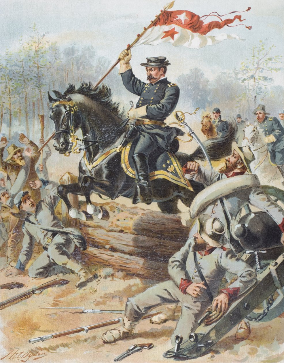 Le général Sheriden à la bataille de Five Forks, Virginie, 1er avril 1865 - Henry Alexander Ogden