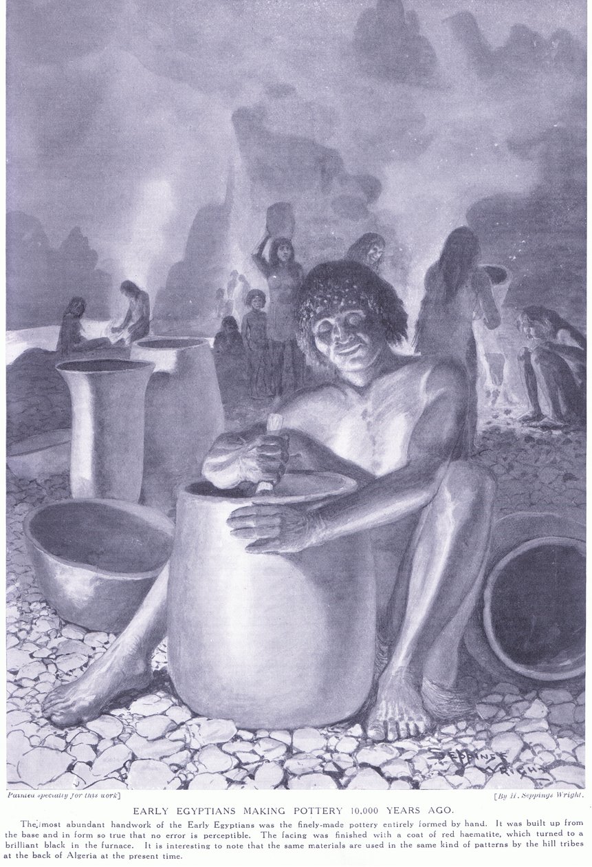 Ancien Égyptien fabriquant de la poterie il y a 10 000 ans, c.1920 - Henry Charles Seppings Wright