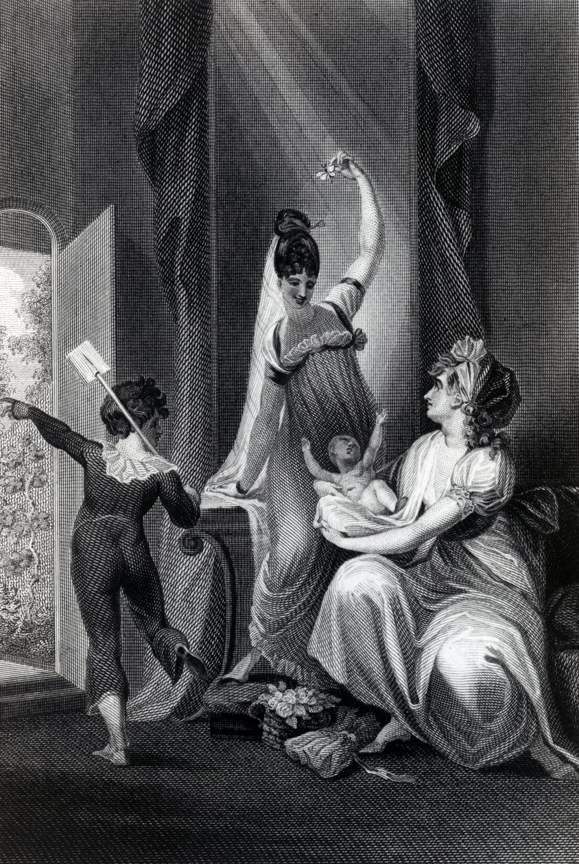 Une mère avec sa famille à la campagne, gravée par Richard Rhodes - Johann Heinrich Füssli