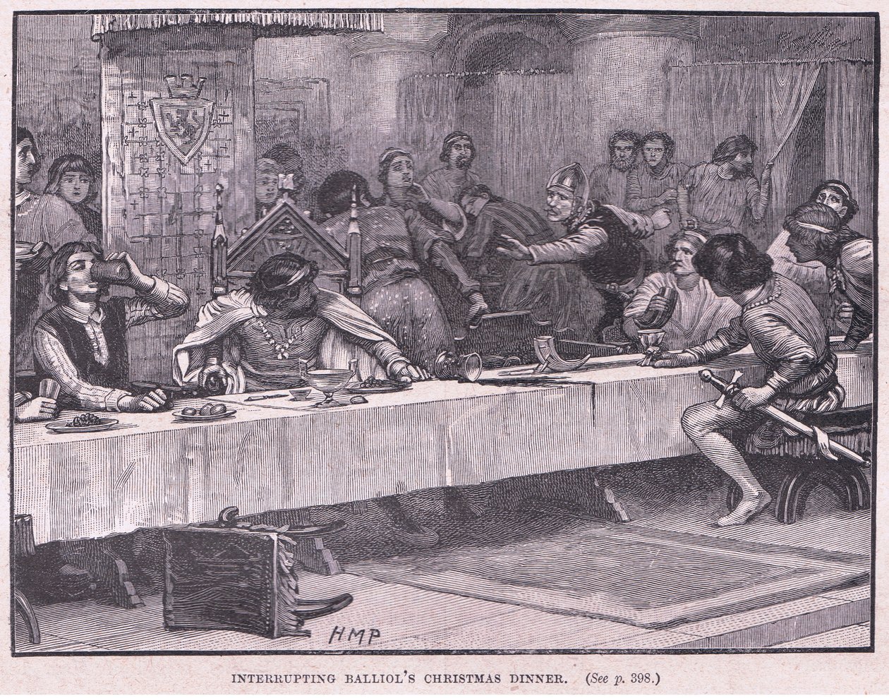 Interruption du dîner de Noël de Balliol en 1332 après J.-C. - Henry Marriott Paget