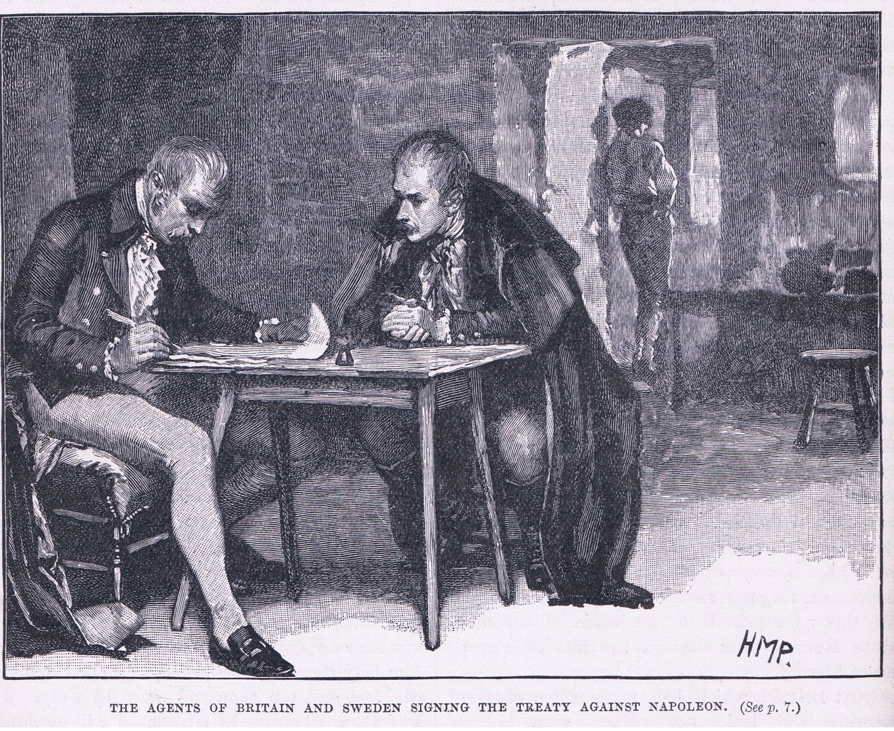 Les agents de la Grande-Bretagne et de la Suède signant le traité contre Napoléon - Henry Marriott Paget