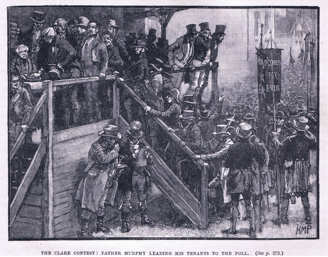 Le concours de Clare AD 1828 : Père Murphy menant ses locataires au scrutin - Henry Marriott Paget