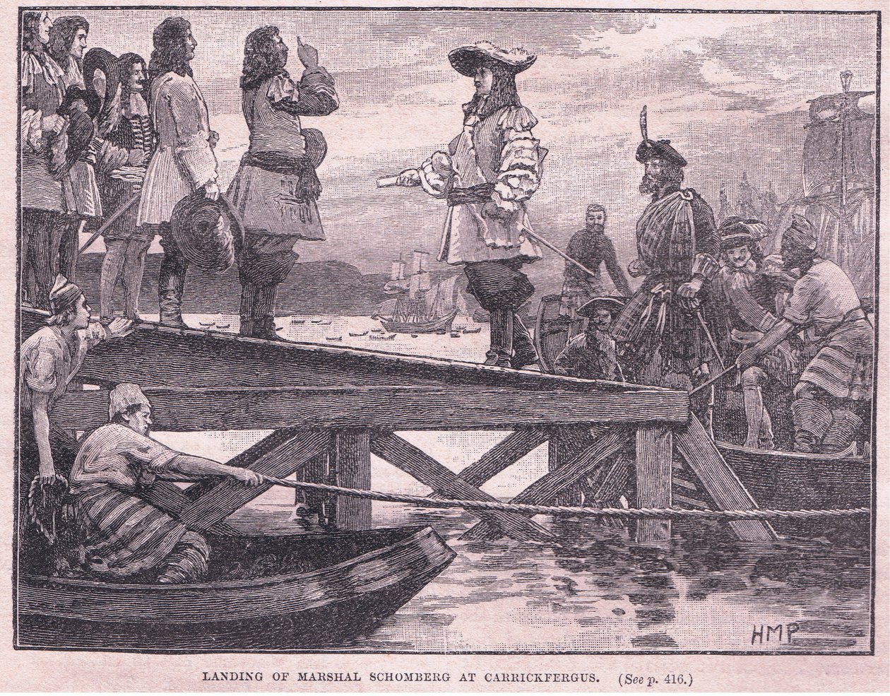 Le débarquement du maréchal Schomberg à Carrickfergus en 1689 après J.-C. - Henry Marriott Paget