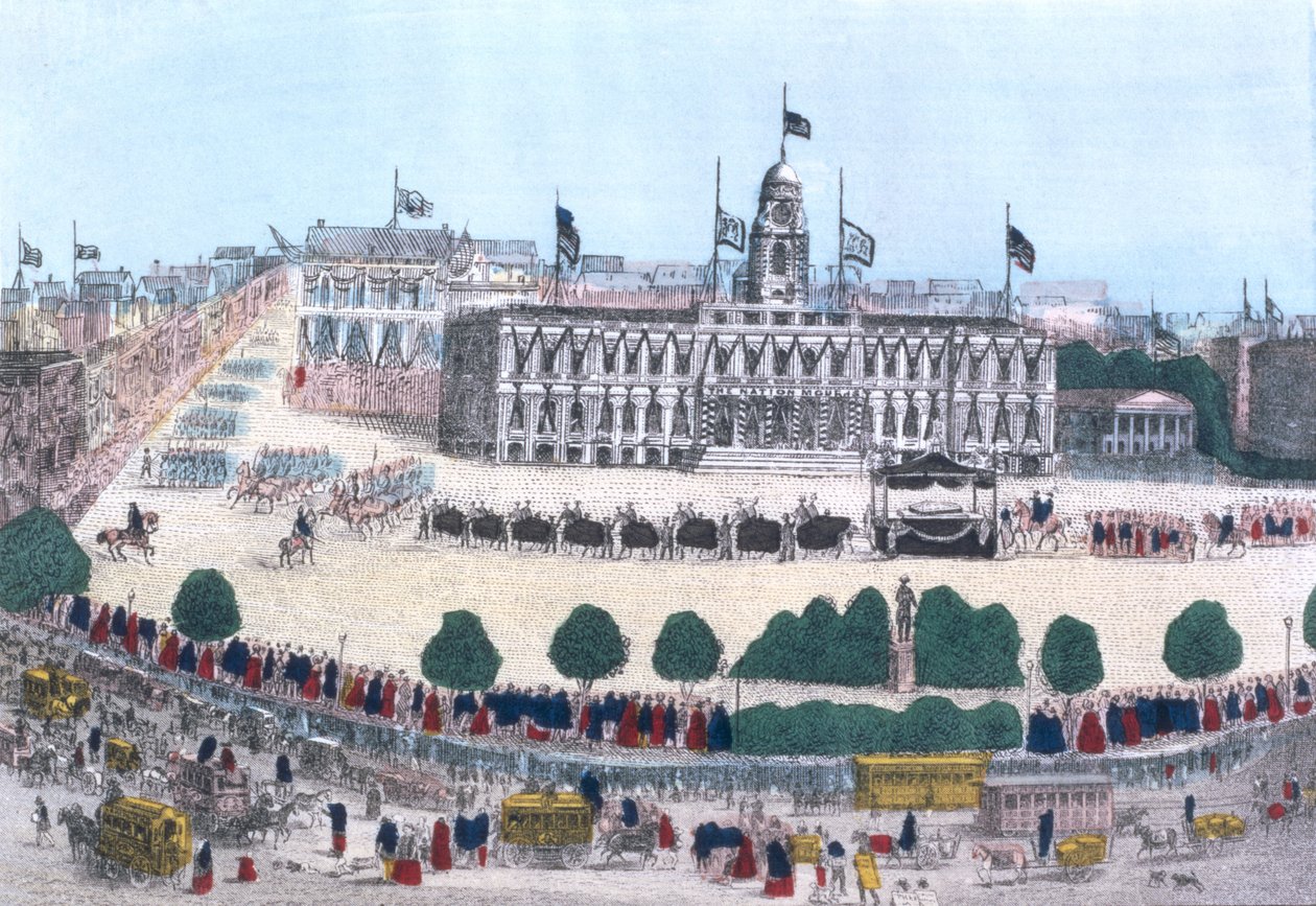 Procession funéraire en mémoire du président Abraham Lincoln, pub. par Charles Magnus, 1865 - Henry R. Robinson