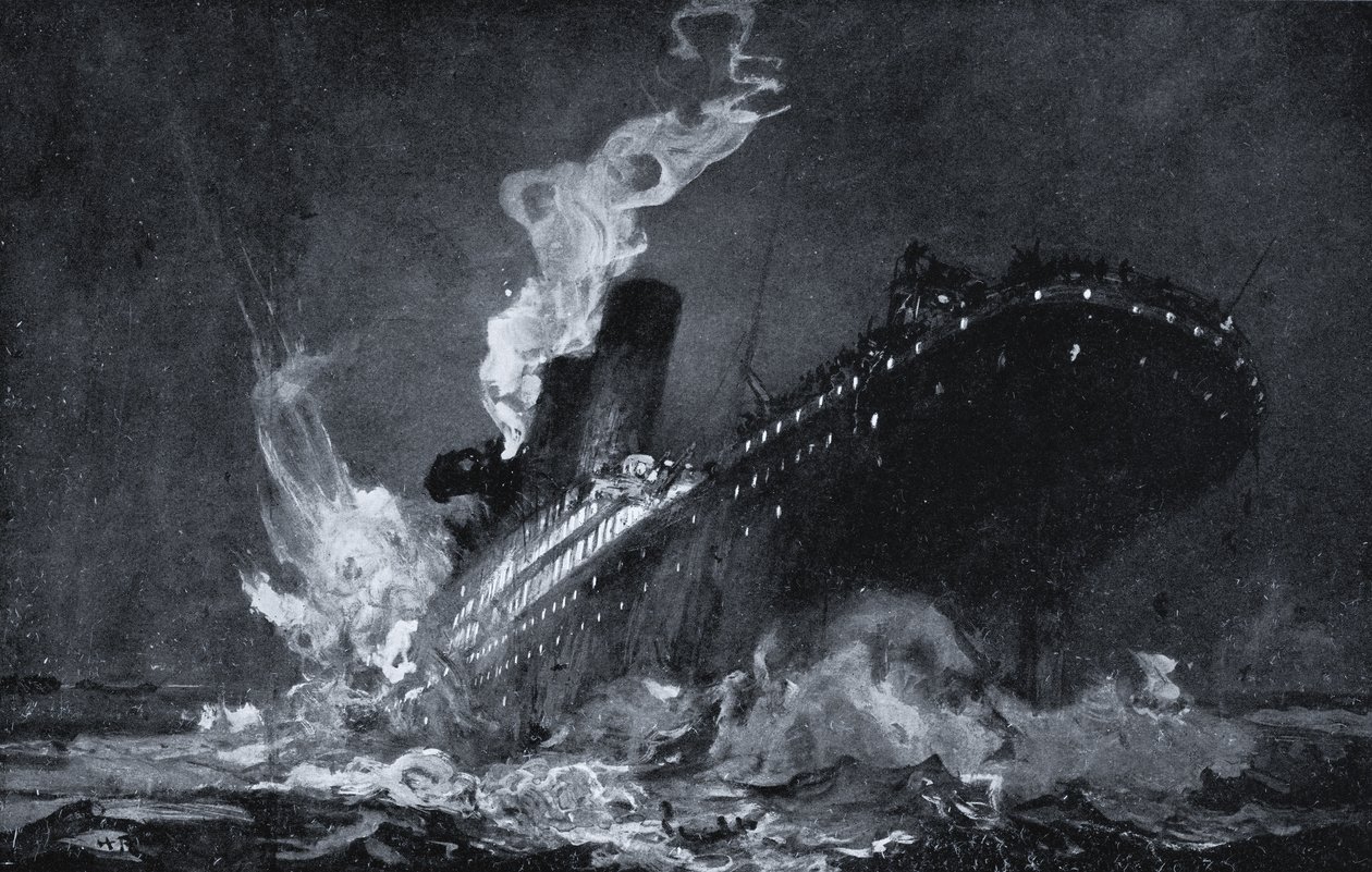 Le RMS Titanic de la White Star Line coulant après avoir heurté un iceberg dans l