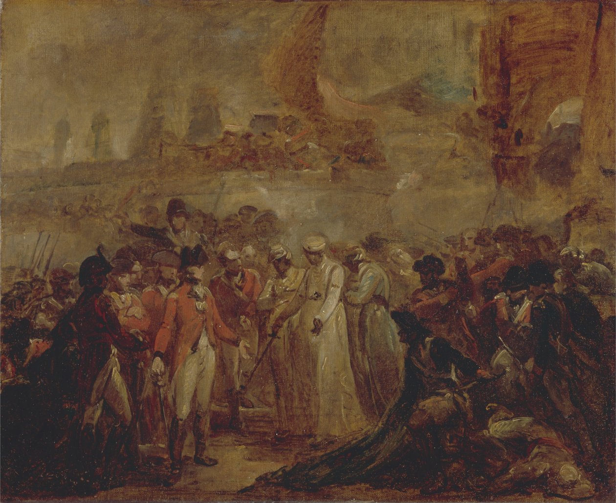La reddition des deux fils de Tipu Sahib, sultan de Mysore, à Sir David Baird - Henry Singleton