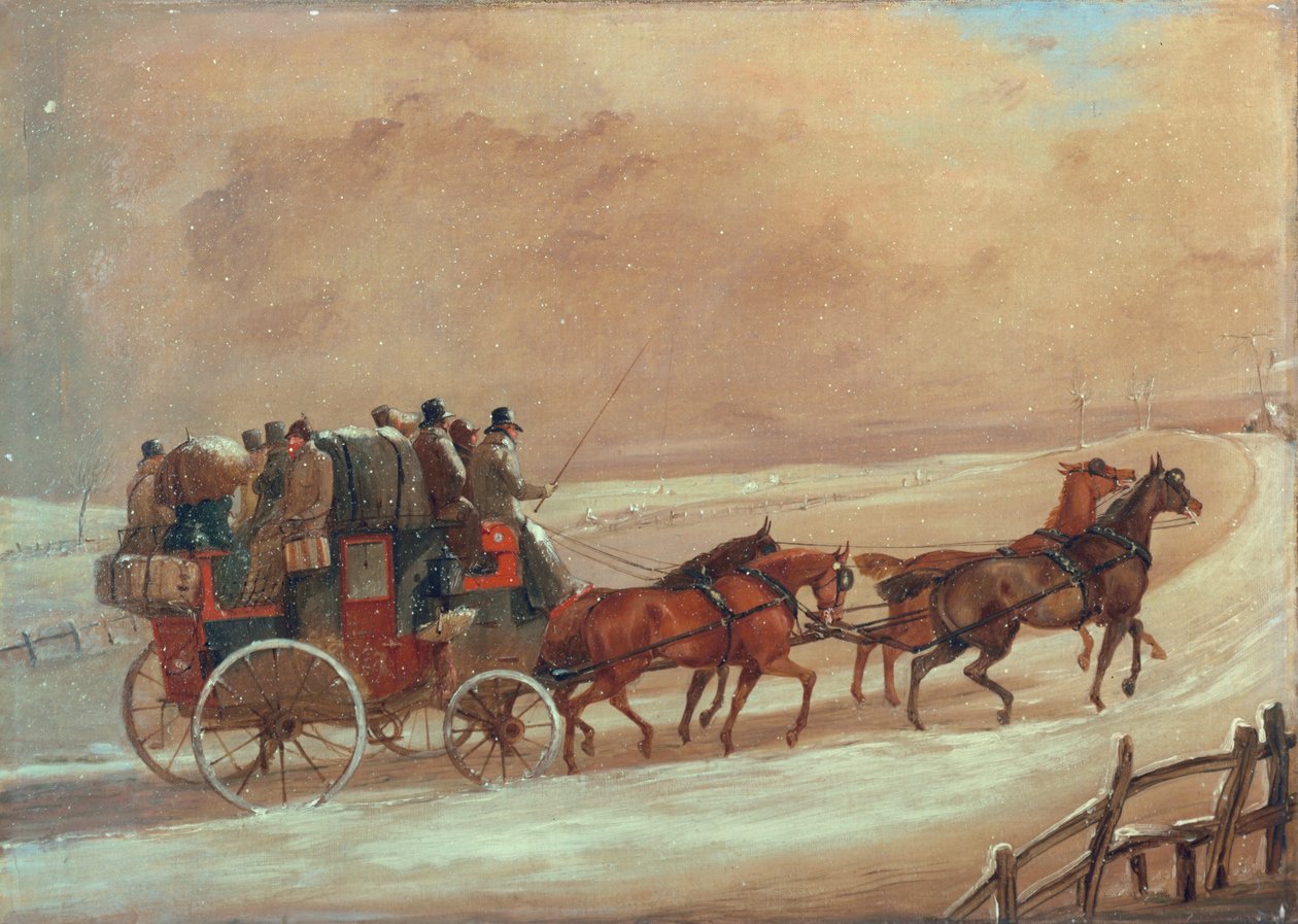 Diligence Manchester-Londres en hiver, début du 19e siècle - Henry Thomas Alken