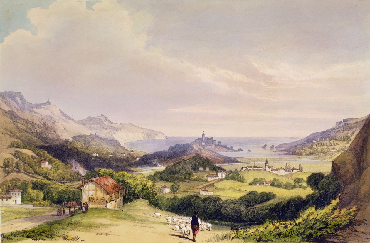 Fort carliste El Parque avec Fuentarabia et embouchure de la Bidassoa, 1838 - Henry Wilkinson
