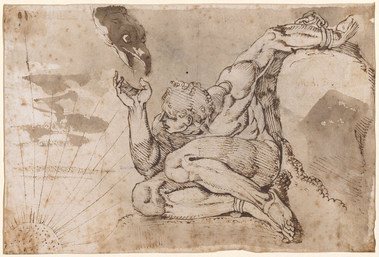 Prométhée (nu masculin avec 5 points donnés) - Henry (1741-1825) Fuseli
