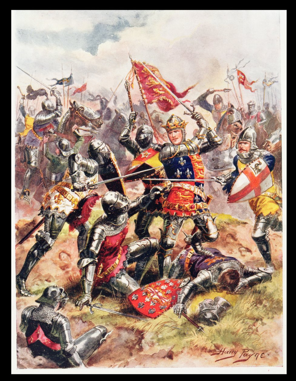 Le roi Henri V (1387-1422) combat avec une vaillance héroïque, illustration de 