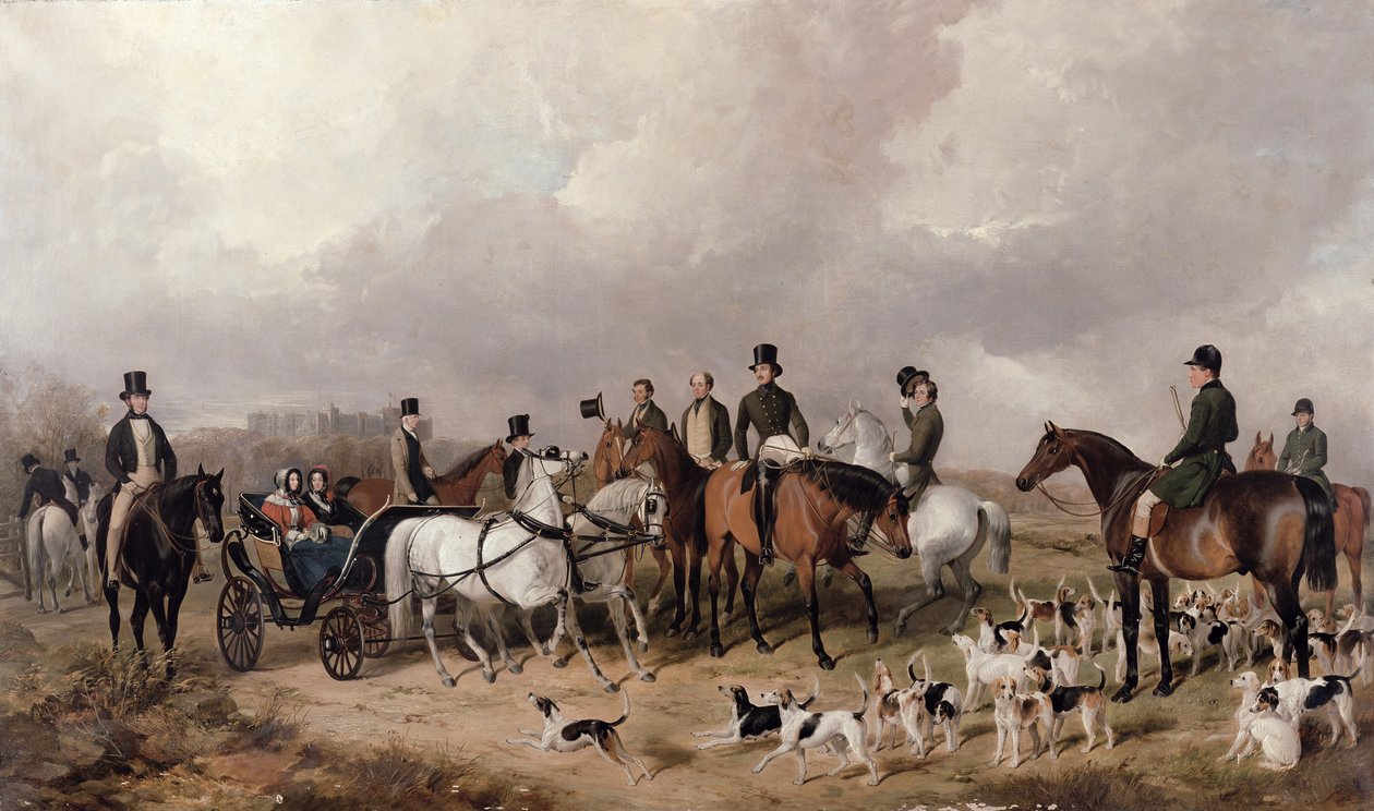 Rassemblement des Harriers du Prince Consort à Windsor dans le Grand Parc, 1845 - Henry Barraud