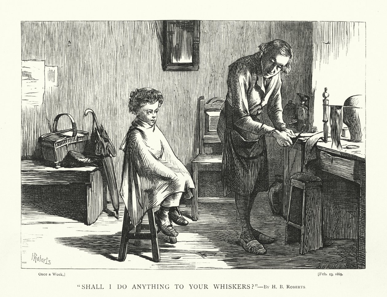 "Dois-je faire quelque chose à vos moustaches " (gravure) - Henry Benjamin Roberts