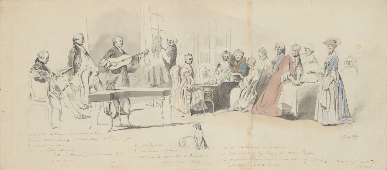 Thé chez le Prince de Conti, milieu du 19ème siècle - Henry Bonaventure Monnier
