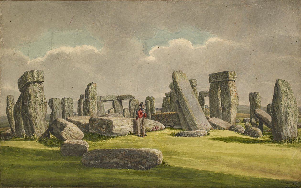 Stonehenge depuis le S.O., montrant des ruines avec un soldat, 1824-1839 - Henry Browne