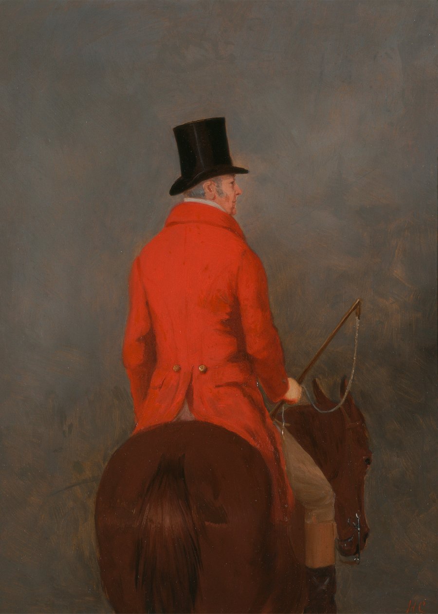 Portrait de Thomas Cholmondeley, premier Lord Delamere, sur son chasseur (étude pour "La chasse au Cheshire à Tatton Park") - Henry Calvert