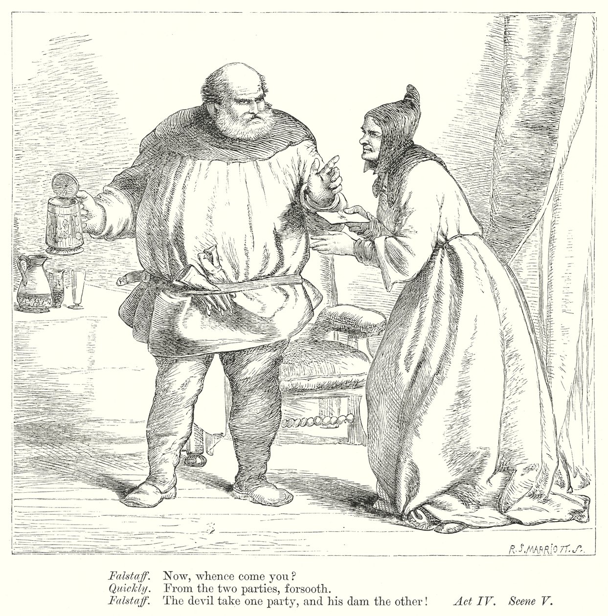 Les Joyeuses Commères de Windsor (gravure) - Henry Courtney (after) Selous