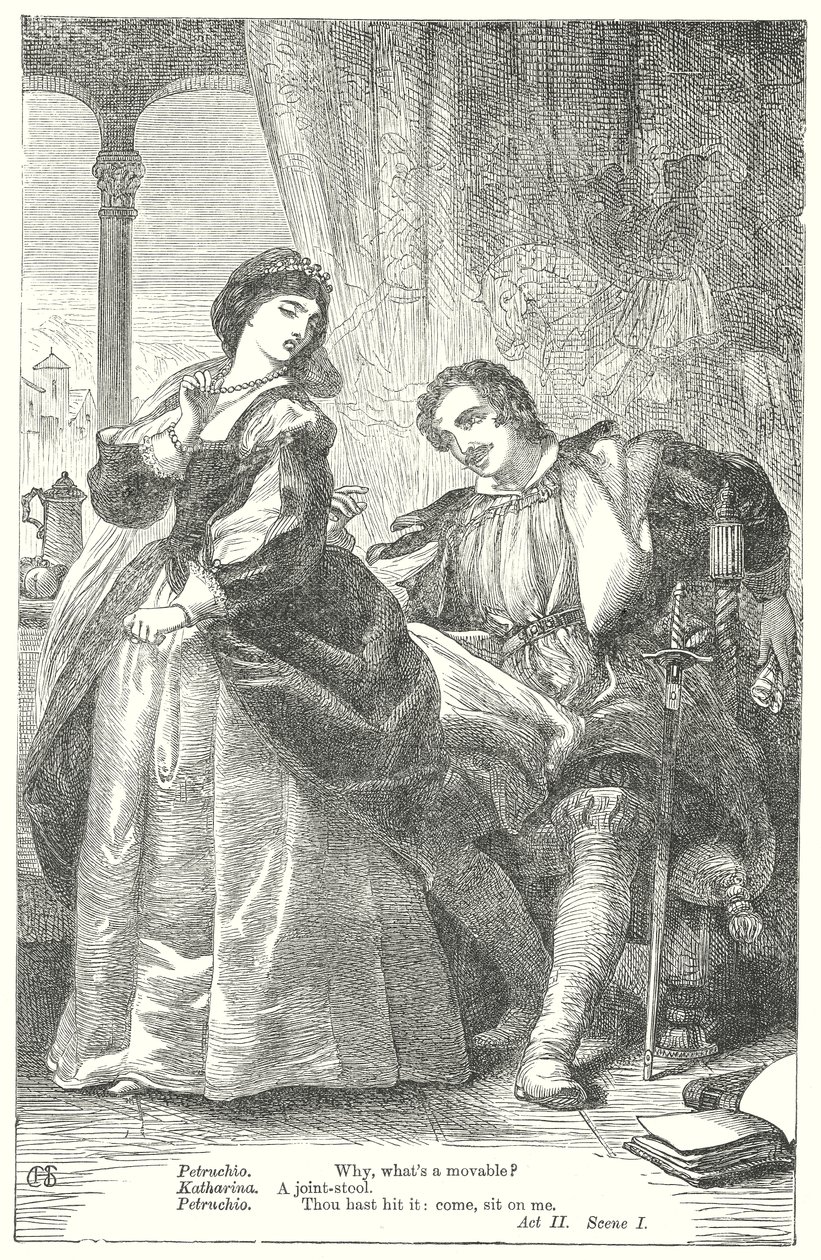 La Mégère apprivoisée (gravure) - Henry Courtney (after) Selous